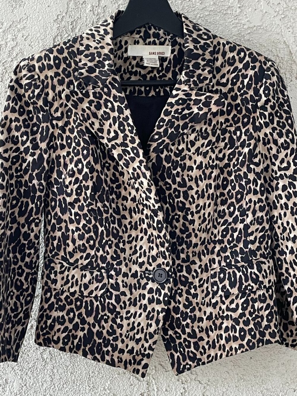 Leopard Print Blazer Jacket M Cotton Stretch Mob Wife Indie Sleaze Sans Souci